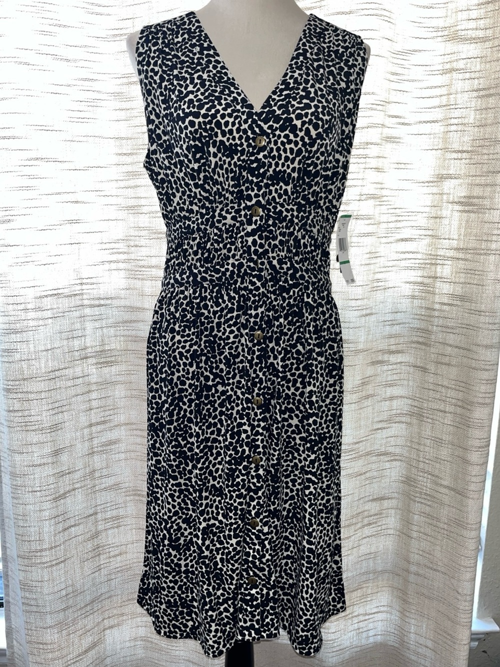 Nine West Midi Dress Leopard Animal Print Sz L